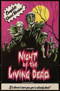 8k448 NIGHT OF THE LIVING DEAD 11x17 special poster R1978 George Romero zombie classic, New Line!