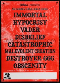8k343 NO MERCY FESTIVAL 2002 20x28 Belgian music poster 2002 Immortal, Vader, Destroyer 666 & more!