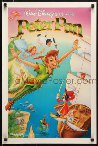 8k455 PETER PAN 18x26 special poster R1989 Walt Disney animated cartoon fantasy classic, great art!