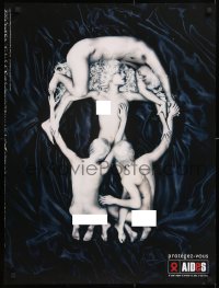 8k460 PROTEGEZ-VOUS AIDES 24x32 French special poster 1990s HIV/AIDS, Halsman-esque naked skull!
