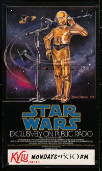 8k001 STAR WARS RADIO DRAMA radio poster 1981 art of C-3PO at microphone by Celia Strain!