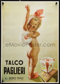 8k480 TALCO PAGLIERI 13x19 Italian special poster 1980s Boccasille art of baby with powder from 1950 print!