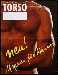 8k154 TORSO 17x22 German advertising poster 1982 image of barechested man with tattoo!