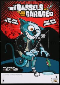 8k360 TRASSELS/GARAGE 13 17x23 German music poster 2005 punk kitty fishing with a bottle of liquor!