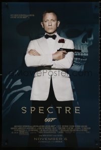 8k911 SPECTRE advance DS 1sh 2015 cool image of Daniel Craig as James Bond 007 with gun!