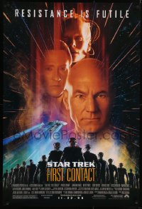 8k927 STAR TREK: FIRST CONTACT advance 1sh 1996 Jonathan Frakes, Stewart, Spiner, sexy Borg Krige!