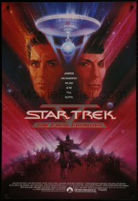 8k922 STAR TREK V 1sh 1989 The Final Frontier, art of William Shatner & Leonard Nimoy by Bob Peak!