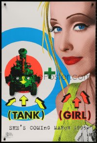 8k939 TANK GIRL teaser 1sh 1995 Lori Petty, based on the comic strip, cool blacklight design!