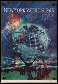 8k100 NEW YORK WORLD'S FAIR 11x16 travel poster 1961 art of the Unisphere & fireworks by Bob Peak!