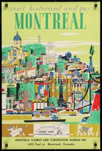 8k106 VISIT HISTORICAL & GAY MONTREAL silkscreen 20x30 Canadian travel poster 1955 Couillard art!