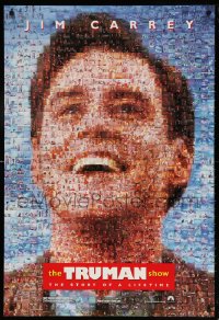 8k962 TRUMAN SHOW teaser DS 1sh 1998 really cool mosaic art of Jim Carrey, Peter Weir