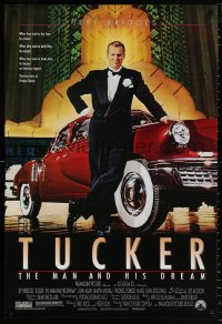 8k963 TUCKER: THE MAN & HIS DREAM 1sh 1988 Francis Ford Coppola, c/u of Jeff Bridges in tux w/car!