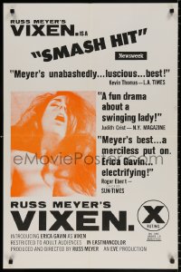 8k973 VIXEN 23x35 1sh 1968 classic Russ Meyer, is sexy naked Erica Gavin woman or animal?
