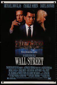 8k978 WALL STREET 1sh 1987 Michael Douglas, Charlie Sheen, Daryl Hannah, Oliver Stone!