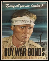 8k011 DOING ALL YOU CAN BROTHER 22x28 WWII war poster 1943 Sloan art of wounded soldier!