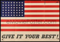 8k014 GIVE IT YOUR BEST! 20x29 WWII war poster 1942 full image of American flag with 48 stars