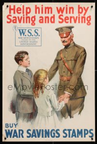 8k027 HELP HIM WIN BY SAVING & SERVING 20x36 WWI war poster 1918 buy war savings stamps!