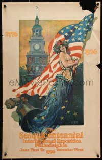 8k021 VOICE OF THE LIBERTY BELL 17x27 special poster 1926 art of Lady Liberty & Independence Hall!