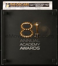 8m009 81ST ANNUAL ACADEMY AWARDS souvenir program book 2009 Oscar statuette as part of the title!