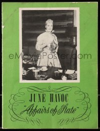 8m015 AFFAIRS OF STATE stage play souvenir program book 1950 starring June Havoc!