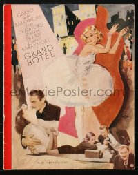 8m131 GRAND HOTEL souvenir program book 1932 Garbo, John & Lionel Barrymore, Crawford, great art!