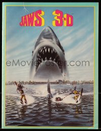 8m177 JAWS 3-D souvenir program book 1983 Gary Meyer shark artwork, the third dimension is terror!