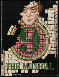 8m245 NINE stage play souvenir program book 1982 Raul Julia, Todd Ruff mosaic art, Tony Award winner!