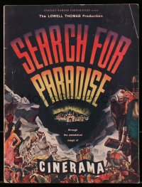 8m286 SEARCH FOR PARADISE Cinerama souvenir program book 1957 Lowell Thomas' Himalayan travels!