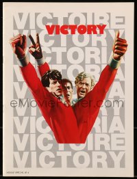 8m351 VICTORY souvenir program book 1981 John Huston, Jarvis art of Stallone, Caine & Pele, soccer!