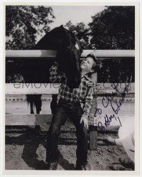 8p844 BOBBY DIAMOND signed 8x10 REPRO still 1980s the juvenile actor smiling at horse in Fury!