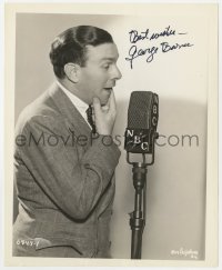 8p470 GEORGE BURNS signed 8.25x10 radio publicity still 1930s close up by NBC microphone by Jackson!