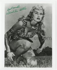 8p893 IRISH MCCALLA signed 8x10 REPRO still 1980s c/u kneeling as Sheena: Queen of the Jungle!