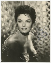 8p507 JANE RUSSELL signed 7.25x9.25 still 1950s super sexy c/u in low-cut dress with short hair!