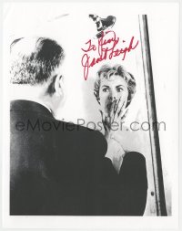 8p135 JANET LEIGH signed 8.5x11 REPRO photo 1980s in shower sawith Alfred Hitchcock making Psycho!