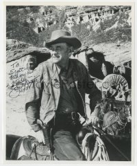 8p527 JOHN MCINTIRE signed 8.25x10 publicity still 1981 great portrait on horse from Wagonmaster!