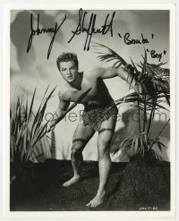 8p908 JOHNNY SHEFFIELD signed 8x10 REPRO still 1980s as Bomba the Jungle Boy in The Lost Volcano!