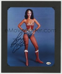 8p185 LYNDA CARTER matted signed color 8x10 REPRO still 1980s full-length portrait of Wonder Woman!
