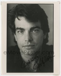 8p962 PETER GALLAGHER signed 8x10 REPRO still 1990s super close portrait of the actor!