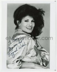 8p966 RAQUEL WELCH signed 8x10 REPRO still 1980s sexy smiling portrait of the beautiful actress!