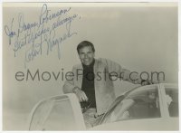 8p619 ROBERT WAGNER signed 6.75x9.25 still 1970s great smiling portrait standing by cool car!