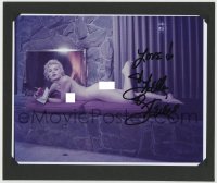 8p191 STELLA STEVENS matted signed color 8.5x11 REPRO still 1980s sexy nude portrait by fireplace!
