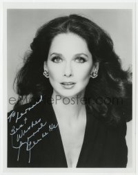 8p991 SUZANNE PLESHETTE signed 8x10 REPRO still 1980s glamorous windswept head & shoulders portrait!