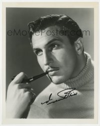 8p992 VINCENT PRICE signed 8x10.25 REPRO 1980s super young portrait in turtleneck & smoking a pipe!