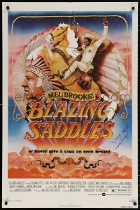 8p006 BLAZING SADDLES signed 1sh 1974 by David Huddleston, art by Alvin & Goldschmidt, Mel Brooks!