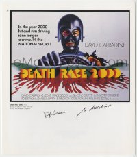 8p212 DEATH RACE 2000 signed book page 2000s by BOTH David Carradine AND Ib Melchior!