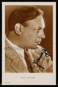 8p285 EMIL JANNINGS framed signed German Ross postcard 1928 profile portrait of the intense actor!