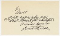 8p728 BUSTER CRABBE signed 3x5 index card 1980s it can be framed & displayed with a repro!