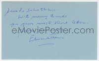 8p732 EDWARD FOX signed 3x5 index card 1980s it can be framed & displayed with a repro!