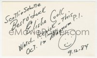 8p733 ELISHA COOK JR. signed 3x5 index card 1984 it can be framed & displayed with a repro!