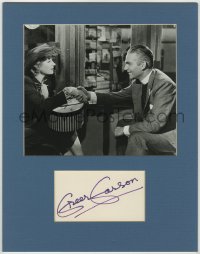 8p199 GREER GARSON signed 3x5 index card in 11x14 display 1950s ready to frame & display!